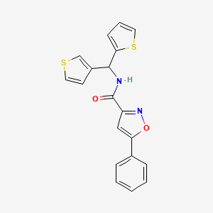 5-phenyl-N-(thiophen-2-yl(thiophen-3-yl)methyl)isoxazole-3-carboxamide