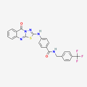 4-((5-oxo-5H-[1,3,4]thiadiazolo[2,3-b]quinazolin-2-yl)amino)-N-(4-(trifluoromethyl)benzyl)benzamide