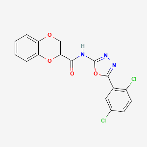 molecular formula C17H11Cl2N3O4 B2402905 N-(5-(2,5-dichlorophenyl)-1,3,4-oxadiazol-2-yl)-2,3-dihydrobenzo[b][1,4]dioxine-2-carboxamide CAS No. 891140-19-5