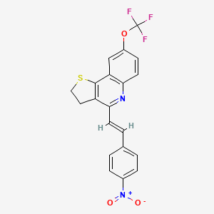 molecular formula C20H13F3N2O3S B2402926 4-[(E)-2-(4-nitrophenyl)ethenyl]-8-(trifluoromethoxy)-2,3-dihydrothieno[3,2-c]quinoline CAS No. 866133-32-6