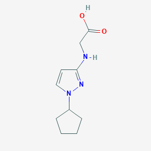 molecular formula C10H15N3O2 B2402938 2-[(1-Cyclopentylpyrazol-3-yl)amino]acetic acid CAS No. 2247206-99-9