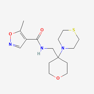 molecular formula C15H23N3O3S B2402943 5-Methyl-N-[(4-thiomorpholin-4-yloxan-4-yl)methyl]-1,2-oxazole-4-carboxamide CAS No. 2415583-35-4
