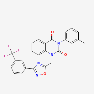 molecular formula C26H19F3N4O3 B2402945 3-(3,5-dimethylphenyl)-1-((3-(3-(trifluoromethyl)phenyl)-1,2,4-oxadiazol-5-yl)methyl)quinazoline-2,4(1H,3H)-dione CAS No. 1359430-56-0