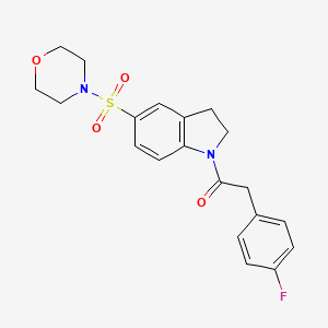molecular formula C20H21FN2O4S B2402951 2-(4-Fluorophenyl)-1-(5-(morpholinosulfonyl)indolin-1-yl)ethanone CAS No. 941845-92-7