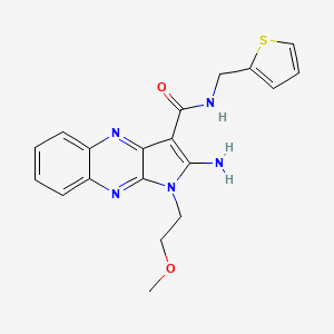 molecular formula C19H19N5O2S B2402962 2-氨基-1-(2-甲氧基乙基)-N-(噻吩-2-基甲基)吡咯并[3,2-b]喹喔啉-3-甲酰胺 CAS No. 840518-72-1
