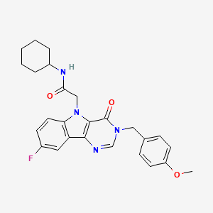 molecular formula C26H27FN4O3 B2402964 N-cyclohexyl-2-(8-fluoro-3-(4-methoxybenzyl)-4-oxo-3H-pyrimido[5,4-b]indol-5(4H)-yl)acetamide CAS No. 1189491-65-3