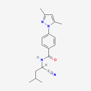molecular formula C18H22N4O B2402969 N-(1-cyano-3-methylbutyl)-4-(3,5-dimethyl-1H-pyrazol-1-yl)benzamide CAS No. 1311754-04-7