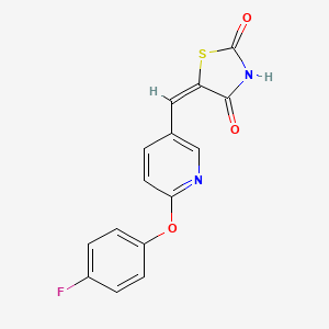 molecular formula C15H9FN2O3S B2402973 (5E)-5-{[6-(4-fluorophenoxy)pyridin-3-yl]methylidene}-1,3-thiazolidine-2,4-dione CAS No. 329699-86-7