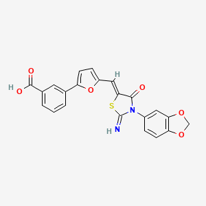 (Z)-3-(5-((3-(benzo[d][1,3]dioxol-5-yl)-2-imino-4-oxothiazolidin-5-ylidene)methyl)furan-2-yl)benzoic acid