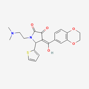 molecular formula C21H22N2O5S B2402984 4-(2,3-dihydrobenzo[b][1,4]dioxine-6-carbonyl)-1-(2-(dimethylamino)ethyl)-3-hydroxy-5-(thiophen-2-yl)-1H-pyrrol-2(5H)-one CAS No. 618405-02-0
