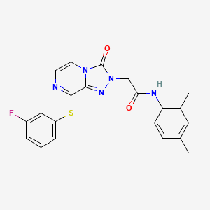 molecular formula C22H20FN5O2S B2402996 2-(8-((3-fluorophenyl)thio)-3-oxo-[1,2,4]triazolo[4,3-a]pyrazin-2(3H)-yl)-N-mesitylacetamide CAS No. 1251693-77-2