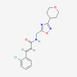 molecular formula C17H18ClN3O3 B2403005 (E)-3-(2-chlorophenyl)-N-((3-(tetrahydro-2H-pyran-4-yl)-1,2,4-oxadiazol-5-yl)methyl)acrylamide CAS No. 2035019-35-1