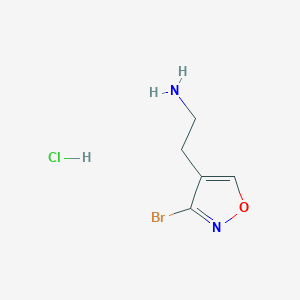 molecular formula C5H8BrClN2O B2403014 2-(3-溴-1,2-恶唑-4-基)乙胺；盐酸盐 CAS No. 2490412-73-0