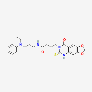 molecular formula C24H28N4O4S B2403015 N-[3-(N-ethylanilino)propyl]-4-(8-oxo-6-sulfanylidene-5H-[1,3]dioxolo[4,5-g]quinazolin-7-yl)butanamide CAS No. 688054-33-3