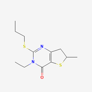 molecular formula C12H18N2OS2 B2403018 3-乙基-6-甲基-2-(丙硫基)-6,7-二氢噻吩并[3,2-d]嘧啶-4(3H)-酮 CAS No. 851409-81-9