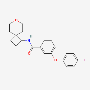 molecular formula C21H22FNO3 B2403026 3-(4-fluorophenoxy)-N-(7-oxaspiro[3.5]nonan-1-yl)benzamide CAS No. 2310121-63-0