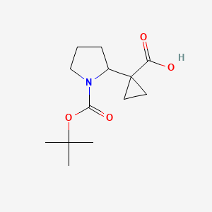 molecular formula C13H21NO4 B2403049 1-[1-[(2-Methylpropan-2-yl)oxycarbonyl]pyrrolidin-2-yl]cyclopropane-1-carboxylic acid CAS No. 2229362-78-9