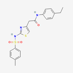 molecular formula C20H21N3O3S2 B2403075 N-(4-乙基苯基)-2-[2-(对甲苯磺酰胺基)噻唑-4-基]乙酰胺 CAS No. 921926-91-2