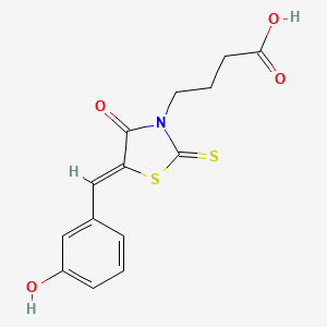 molecular formula C14H13NO4S2 B2403100 4-[(5Z)-5-[(3-hydroxyphenyl)methylidene]-4-oxo-2-sulfanylidene-1,3-thiazolidin-3-yl]butanoic acid CAS No. 300826-67-9