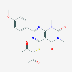 molecular formula C20H20N4O5S B2403103 5-((2,4-dioxopentan-3-yl)thio)-7-(4-methoxyphenyl)-1,3-dimethylpyrimido[4,5-d]pyrimidine-2,4(1H,3H)-dione CAS No. 852169-49-4