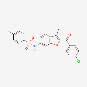 molecular formula C23H18ClNO4S B2403108 N-[2-(4-chlorobenzoyl)-3-methyl-1-benzofuran-6-yl]-4-methylbenzenesulfonamide CAS No. 923201-67-6