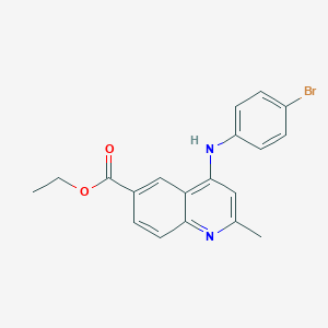 molecular formula C19H17BrN2O2 B240311 Ethyl 4-(4-bromoanilino)-2-methyl-6-quinolinecarboxylate 