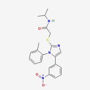 molecular formula C21H22N4O3S B2403132 N-isopropyl-2-((5-(3-nitrophenyl)-1-(o-tolyl)-1H-imidazol-2-yl)thio)acetamide CAS No. 1276401-88-7