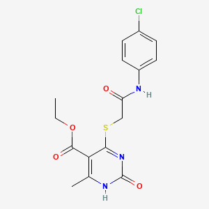 molecular formula C16H16ClN3O4S B2403134 ethyl 4-[2-(4-chloroanilino)-2-oxoethyl]sulfanyl-6-methyl-2-oxo-1H-pyrimidine-5-carboxylate CAS No. 946332-73-6