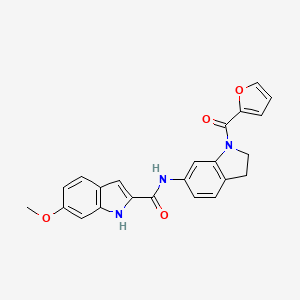 molecular formula C23H19N3O4 B2403138 N-(1-(furan-2-carbonyl)indolin-6-yl)-6-methoxy-1H-indole-2-carboxamide CAS No. 1448070-87-8