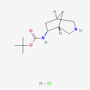 molecular formula C12H23ClN2O2 B2403140 Tert-butyl N-[(1R,5R,6R)-3-azabicyclo[3.2.1]octan-6-yl]carbamate;hydrochloride CAS No. 2470280-35-2