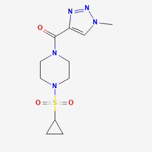 molecular formula C11H17N5O3S B2403149 (4-(cyclopropylsulfonyl)piperazin-1-yl)(1-methyl-1H-1,2,3-triazol-4-yl)methanone CAS No. 1235664-61-5
