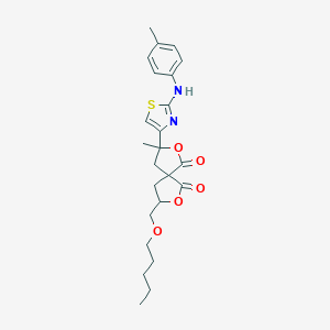 molecular formula C24H30N2O5S B240315 3-Methyl-3-{2-[(4-methylphenyl)amino]-1,3-thiazol-4-yl}-8-[(pentyloxy)methyl]-2,7-dioxaspiro[4.4]nonane-1,6-dione 