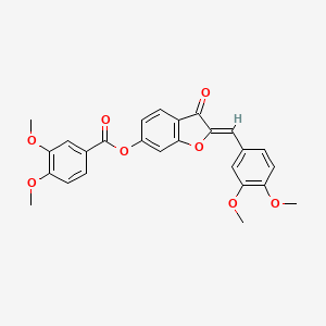 molecular formula C26H22O8 B2403154 (Z)-2-(3,4-dimethoxybenzylidene)-3-oxo-2,3-dihydrobenzofuran-6-yl 3,4-dimethoxybenzoate CAS No. 859138-11-7