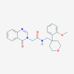 molecular formula C23H25N3O4 B2403158 N-((4-(2-methoxyphenyl)tetrahydro-2H-pyran-4-yl)methyl)-2-(4-oxoquinazolin-3(4H)-yl)acetamide CAS No. 1324212-17-0