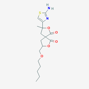 molecular formula C17H24N2O5S B240316 3-(2-Amino-1,3-thiazol-4-yl)-3-methyl-8-[(pentyloxy)methyl]-2,7-dioxaspiro[4.4]nonane-1,6-dione 