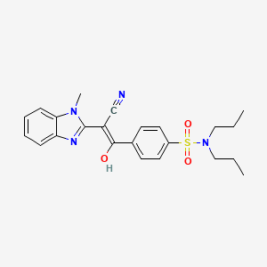 molecular formula C23H26N4O3S B2403164 (E)-4-(2-氰基-2-(1-甲基-1H-苯并[d]咪唑-2(3H)-亚甲基)乙酰基)-N,N-二丙基苯磺酰胺 CAS No. 476279-71-7