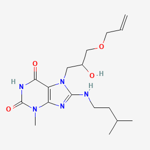 molecular formula C17H27N5O4 B2403165 7-(3-(烯丙氧基)-2-羟丙基)-8-(异戊氨基)-3-甲基-1H-嘌呤-2,6(3H,7H)-二酮 CAS No. 887867-91-6
