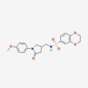 molecular formula C20H22N2O6S B2403171 N-((1-(4-methoxyphenyl)-5-oxopyrrolidin-3-yl)methyl)-2,3-dihydrobenzo[b][1,4]dioxine-6-sulfonamide CAS No. 954713-35-0