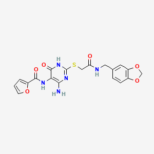 N-(4-amino-2-((2-((benzo[d][1,3]dioxol-5-ylmethyl)amino)-2-oxoethyl)thio)-6-oxo-1,6-dihydropyrimidin-5-yl)furan-2-carboxamide
