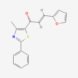 molecular formula C17H13NO2S B2403200 (E)-3-(furan-2-yl)-1-(4-methyl-2-phenyl-1,3-thiazol-5-yl)prop-2-en-1-one CAS No. 1268491-13-9