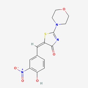 molecular formula C14H13N3O5S B2403208 (E)-5-(4-羟基-3-硝基亚苄基)-2-吗啉代噻唑-4(5H)-酮 CAS No. 371129-53-2