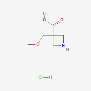 molecular formula C6H12ClNO3 B2403233 3-(甲氧甲基)氮杂环丁-3-羧酸；盐酸盐 CAS No. 2241130-92-5