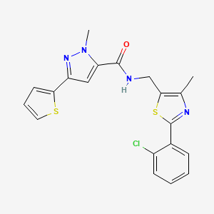 N-((2-(2-chlorophenyl)-4-methylthiazol-5-yl)methyl)-1-methyl-3-(thiophen-2-yl)-1H-pyrazole-5-carboxamide
