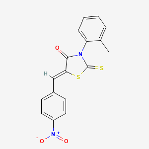 molecular formula C17H12N2O3S2 B2403245 (5Z)-3-(2-methylphenyl)-5-[(4-nitrophenyl)methylidene]-2-sulfanylidene-1,3-thiazolidin-4-one CAS No. 307525-36-6
