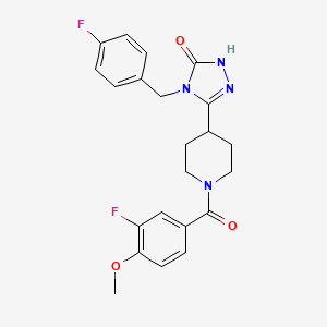 molecular formula C22H22F2N4O3 B2403246 4-(4-fluorobenzyl)-5-[1-(3-fluoro-4-methoxybenzoyl)piperidin-4-yl]-2,4-dihydro-3H-1,2,4-triazol-3-one CAS No. 1775506-76-7