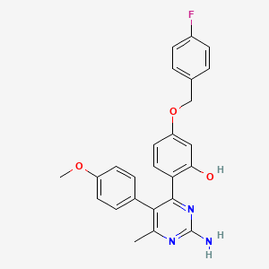 2-(2-Amino-5-(4-methoxyphenyl)-6-methylpyrimidin-4-yl)-5-((4-fluorobenzyl)oxy)phenol