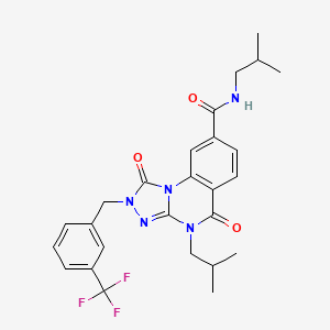 molecular formula C26H28F3N5O3 B2403259 N,4-二异丁基-1,5-二氧代-2-(3-(三氟甲基)苄基)-1,2,4,5-四氢-[1,2,4]三唑并[4,3-a]喹唑啉-8-甲酰胺 CAS No. 1223843-20-6