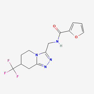 molecular formula C13H13F3N4O2 B2403267 N-((7-(trifluoromethyl)-5,6,7,8-tetrahydro-[1,2,4]triazolo[4,3-a]pyridin-3-yl)methyl)furan-2-carboxamide CAS No. 2034520-25-5