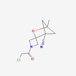 molecular formula C11H13ClN2O2 B2403273 1'-(2-Chloroacetyl)-1-methylspiro[2-oxabicyclo[2.1.1]hexane-3,3'-azetidine]-4-carbonitrile CAS No. 2490373-91-4