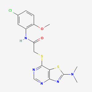 molecular formula C16H16ClN5O2S2 B2403278 N-(5-chloro-2-methoxyphenyl)-2-((2-(dimethylamino)thiazolo[4,5-d]pyrimidin-7-yl)thio)acetamide CAS No. 1189924-41-1